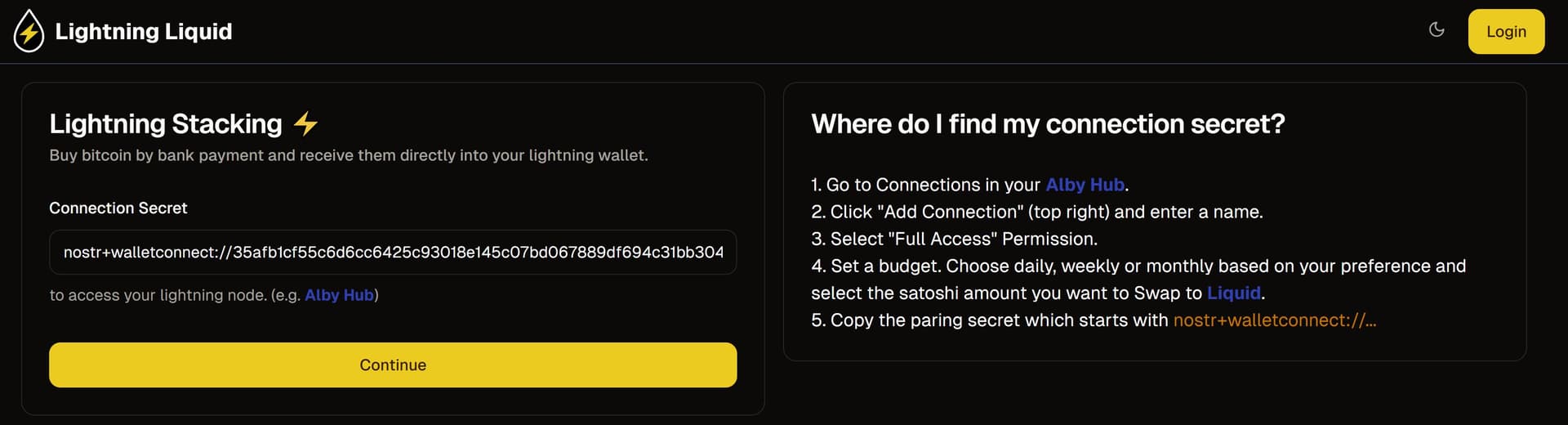 Paste Connection Secret